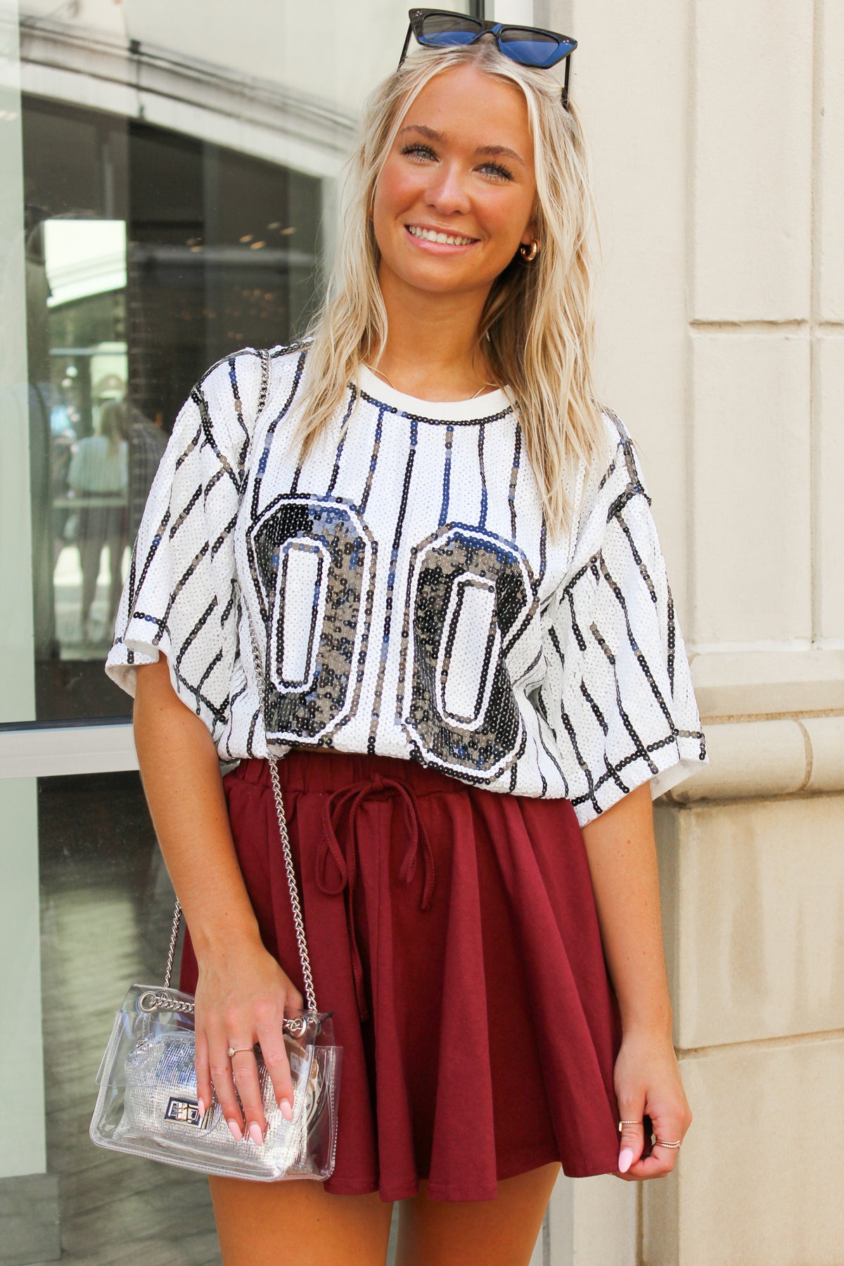 GAME DAY SEQUIN STRIPE TOP // 2 COLORS