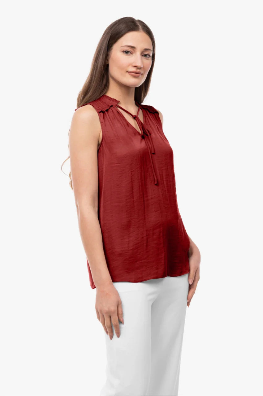 V Neck Top with Shoulder Smocking Detail || RUBY